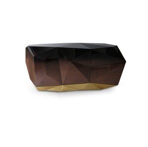 Estila Luxusný moderný príborník z masívneho dreva s lesklou povrchovou úpravou a pozlátenou podstavou Diamond Chocolate 185 cm