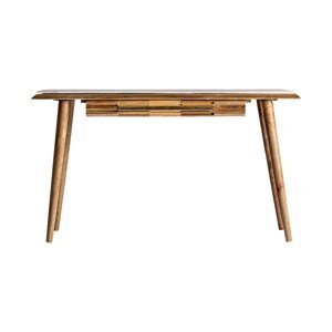 Estila Art-deco písací stolík Plissé Nature z dreveného masívu v hnedej naturálnej farbe s mramorovou vrchnou doskou 135cm