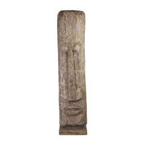 Estila Masívna nadčasová ručne vyrezávaná totemová socha Diego z teakového dreva 200cm