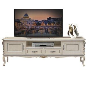 Estila Luxusný klasický TV stolík Clasica z dreveného masívu s vyrezávanou výzdobou a úložným priestorom na chippendale nožičkách 184cm