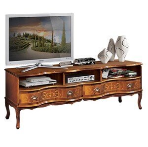 Estila Luxusný rustikálny TV stolík Clasica s poličkami a zásuvkami s florálnymi ornamentami 169cm