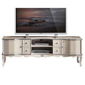 Estila Luxusný rustikálny TV stolík Clasica s dvoma poličkami, štyrmi malými zásuvkami a dvomi dvierkami 169 cm