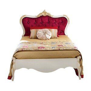 Estila Klasická luxusná posteľ Pasiones s čalúnením a vyrezávaným zdobením 143cm