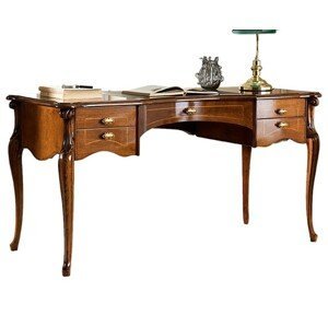 Estila Rustikálny luxusný písací stôl Pasiones z masívneho dreva a vyrezávanými nožičkami s piatimi zásuvkami 150cm