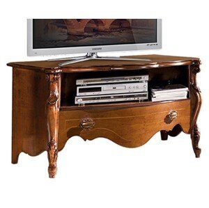 Estila Rustikálny luxusný TV stolík Pasiones z masívneho dreva s poličkou a zásuvkou 107cm