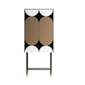 Estila Luxusná art-deco barová skrinka Hannes z kovu a dreva s dizajnovým trojfarebným vzorom 163cm