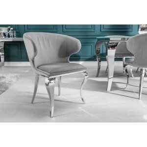 Estila Luxusná stolička Modern Barock II zamatová sivá 79cm
