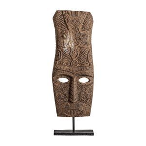 Estila Dizajnová orientálna vysoká socha Ipkins z masívneho dreva s čiernym kovovým podstavcom 113cm