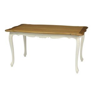 Estila Masívny provensálsky obdĺžnikový jedálenský stôl Preciosa v krémovo bielej farbe s tvarovanou vrchnou doskou a nožičkami 160cm