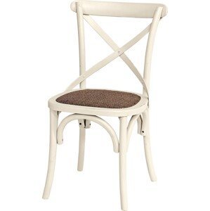 Estila Provensálska masívna biela jedálenská stolička Preciosa so sedacou časťou z ratanu a mahagónovým telom 87cm