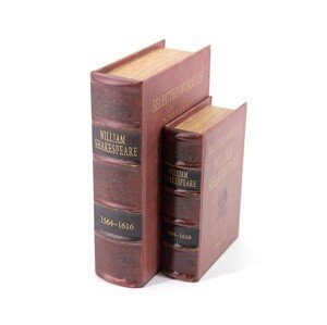 Estila Dizajnové kožené knihy Shakespeare v červenom obale s vintage povrchovým prevedením 27cm