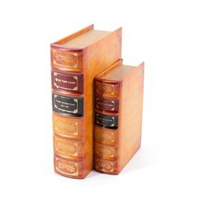 Estila Štýlový kožený set kníh H.B. Stowe v oranžovej farbe s dekoratívnym vzhľadom 27cm