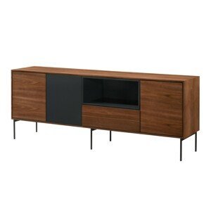 Estila Moderný hnedý TV stolík Nordica Nogal z orechovo dyhovaného dreva s touch systémom 180cm