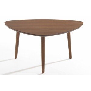 Estila Škandinávsky dizajnový konferenčný stolík Nordica Nogal v trojuholníkovom tvare z dreva v prevedení orech hnedý 85cm