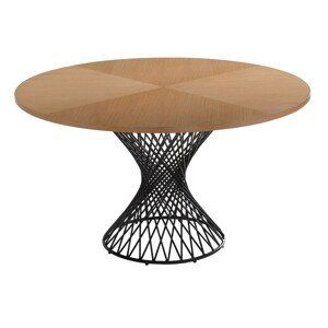 Estila Škandinávsky okrúhly jedálenský stôl Nordica Clara z dreva svetlo hnedej farby s čiernou kovovou podstavou 137cm