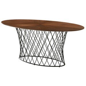Estila Moderný oválny jedálenský stôl Nordica Nogal z orechovo hnedého dreva s čiernou kovovu podstavou 180cm