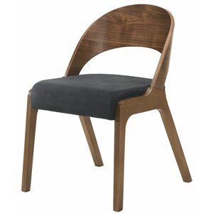Estila Štýlová jedálenská stolička Nordica Nogal s tvarovanou chrbtovou opierkou z orechovo hnedého dreva s tmavo sivým čalúnením 77cm