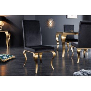 Estila Moderná baroková jedálenská stolička Gold Barock s cabriole nohami zlatá / čierna 104cm