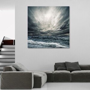 Estila Dizajnový obraz za sklom Ocean waves modrý štvorcový 120cm