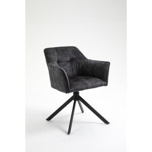 Estila Dizajnová otočná kancelárska stolička Devon s tmavosivým čalúnením a s čiernymi šikmými nohami z kovu 83cm