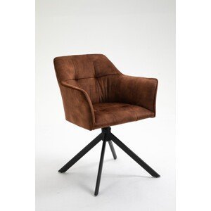 Estila Industriálna moderná otočná stolička Devon s hnedým zamatovým čalúnením a s čiernymi nohami z kovu 83cm