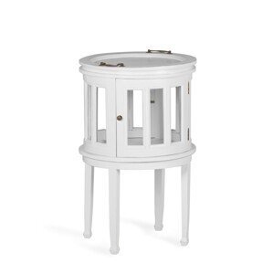 Estila Luxusný okrúhly barový stolík Blanc s odnímateľným podnosom z masívneho dreva mindi bielej farby 78cm