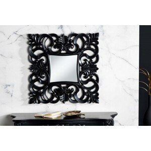 Estila Luxusné nástenné zrkadlo Muriel v matnej čiernej farbe s ozdobným rámom z dreva a polyresinu 75cm