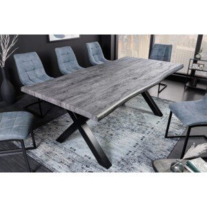 Estila Moderný obdĺžnikový jedálenský stôl Garret zo sivého dreva s čiernymi kovovými nožičkami 200cm