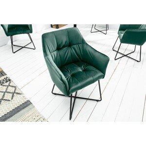 Estila Dizajnová moderná jedálenská stolička Amala so zeleným zamatovým čalúnením a s čiernymi nohami z kovu 83cm