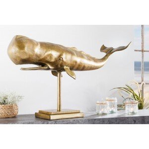 Estila Dizajnová dekoratívna soška veľryby Moby v zlatej farbe z kovovej zliatiny 70cm