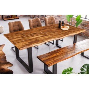 Estila Industriálny hnedý obdĺžnikový jedálenský stôl Marron Miel z masívneho dreva v prevedení prírodná akácia 160cm
