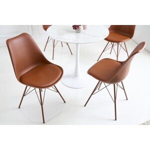 Estila Dizajnová hnedá jedálenská stolička Scandinavia z eko kože v modernom štýle 85cm