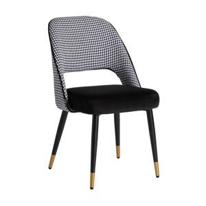 Estila Luxusná glamour jedálenská stolička Celia s čierno-bielym zamatovým poťahom s kohúťou stopou 89cm