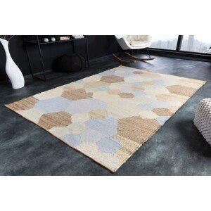 Estila Dizajnový moderný obdĺžnikový koberec Sensei s geometrickým vzorom v hnedo-modrých odtieňoch 230cm