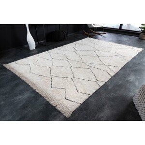 Estila Moderný koberec Hasla so sivým vzorom slonovinovo biely obdĺžnikový 290cm