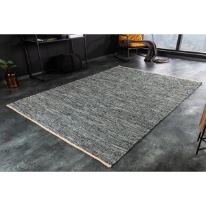 Estila Modro-sivý koberec Canna z pravej kože obdĺžnikový 230cm