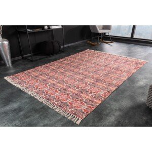 Estila Orientálny bavlnený koberec Besatty v tvare obdĺžnika v červenej farbe so vzorom a strapcami 230cm