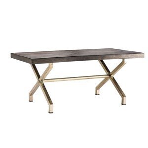 Estila Art deco jedálenský stôl Tirane z tmavohnedého mangového dreva a zlatými prekríženými nohami 180cm