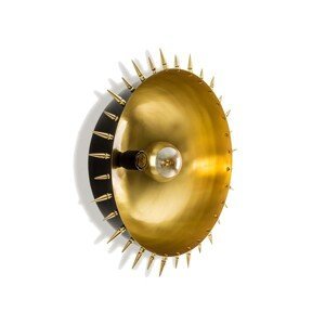 Estila Art deco zlatá nástenná lampa Sonelli okrúhleho tvaru z kovu s vybíjaným zdobením 34cm