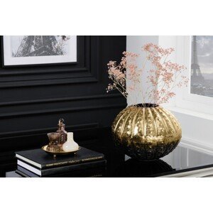 Estila Glamour váza Galactic v kovovom tepanom prevedení v zlatej farbe okrúhleho tvaru 30cm