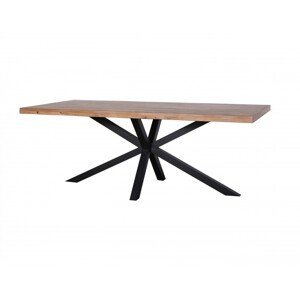 Estila Industriálny jedálenský stôl Comedor z masívneho dubového dreva na čiernej konštrukciu z kovu v tvare hviezdy 240cm