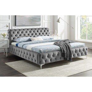 Estila Chesterfield čalúnená manželská posteľ Modern Barock so sivým zamatovým poťahom 160x200