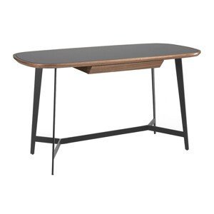 Estila Industriálny pracovný stôl Forma Moderna s doskou zo skla čierny 140cm