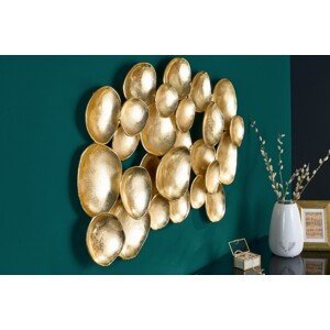 Estila Art deco dizajnová nástenná dekorácia Amren s ozdobnými kovovými plieškami zlatej farby 100cm