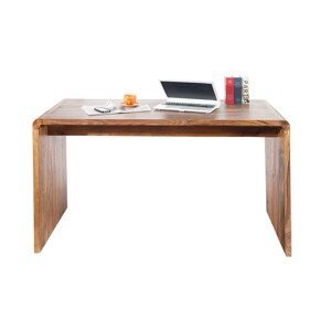 Estila Masívny písací stôl Terra vo vidieckom štýle so zaoblenými hranami z palisandrového dreva hnedá s prírodnou kresbou 120 cm