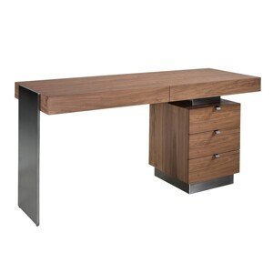 Estila Moderný hnedý kancelársky stôl Vita Naturale s piatimi zásuvkami 160cm