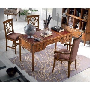 Estila Luxusný rustikálny pracovný stôl Lasil z masívneho dreva v hnedej farbe a piatimi zásuvkami 142 cm