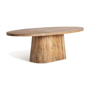 Estila Luxusný moderný konferenčný stolík Malen vo vidieckom štýle z masívneho dreva v hnedej farbe s oválnou podstavou 150 cm