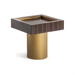 Estila Dizajnový príručný stolík Lea v art deco štýle z masívneho dreva so zlatou kovovou podstavou s glamour nádychom 53 cm