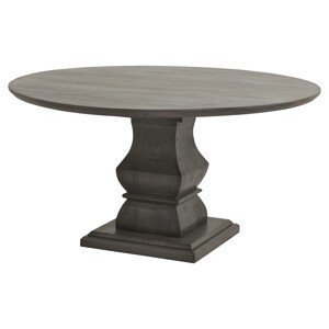 Estila Luxusný okrúhly jedálenský stôl Lucia z akáciového dreva s jednou ručne vyrezávanou nohou 150 cm